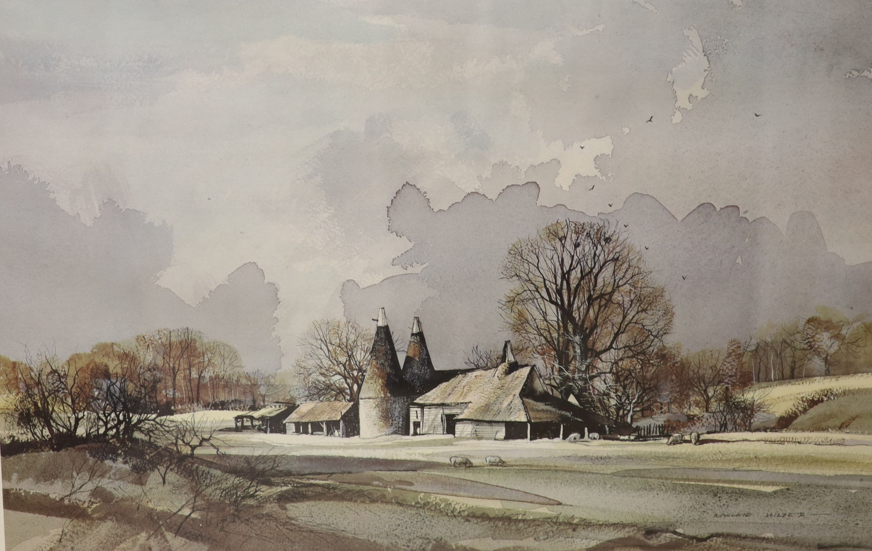 Rowland Hilder (1905-1993), limited edition colour print, Kentish scene, signed in pencil, 45 x 63cm